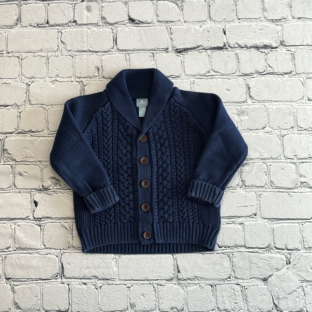 Baby Gap toddler navy cable knit cardigan with buttons 18-24m